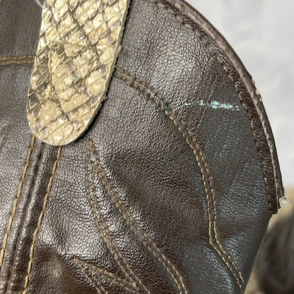 BRONCO Kids Western Cowboy Boots Snakeskin Brown Faux Leather Size 12 D - Picture 10 of 13